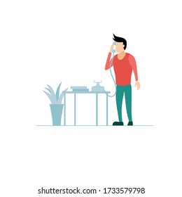 man calling someone flat illustration vector design