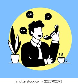 Man calls business partner. Business concept illustration