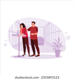 A man is calming and encouraging his depressed co-worker. Mental health concept. Trend Modern vector flat illustration