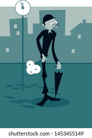 a man came on a date and waits for his beloved  who is late