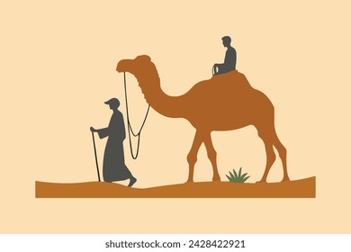 A man  with a camel