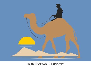 Man with a camel vector illustration 