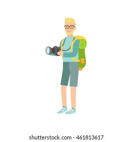 Man With The Camera And Backpack