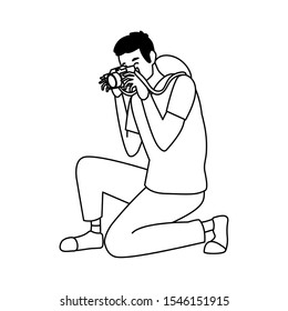 Man with camera design, Device gadget technology photography equipment digital and photo theme Vector illustration