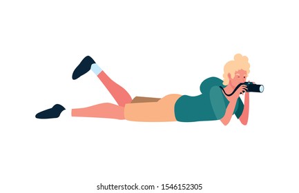 Man with camera design, Device gadget technology photography equipment digital and photo theme Vector illustration