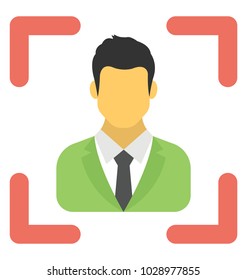 Man in camera focus, photography flat icon