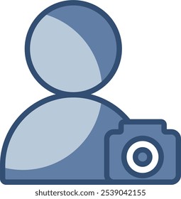 Mann und Kamerasymbol, transparenter Hintergrund. austauschbares blaues Farbdesign