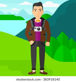 Man with camera on chest.