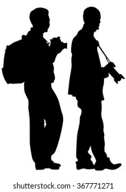 Hombre con una cámara de fondo blanco