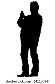 Hombre con una cámara de fondo blanco