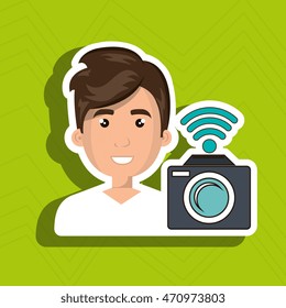 man camera photo photography vector illustration eps 10