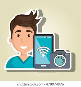 man camera photo photography vector illustration eps 10