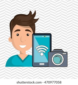 man camera photo photography vector illustration eps 10