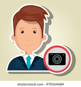 man camera photography icon vector illustration gra