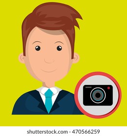 man camera photography icon vector illustration gra