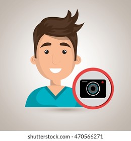 man camera photography icon vector illustration gra