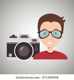 man camera tickets travel vector illustration  design