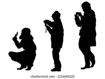 Man with camera and woman on white background