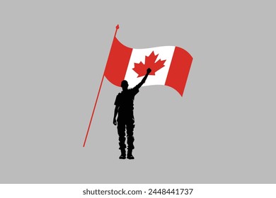 A Man with Canada flag, vector illustration of Canada flag, National flag of Canada, Happy Canada Day, Red maple leaf
