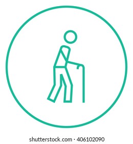 Man with cane line icon.