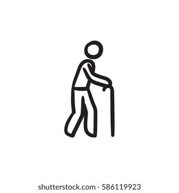 Man with cane vector sketch icon isolated on background. Hand drawn Man with cane icon. Man with cane sketch icon for infographic, website or app.