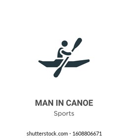 Man in canoe glyph icon vector on white background. Flat vector man in canoe icon symbol sign from modern sports collection for mobile concept and web apps design.
