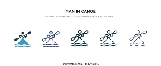 man in canoe icon in different style vector illustration. two color and black man in canoe vector icons designed filled, outline, line and stroke style can be used for web, mobile, ui