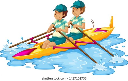 Man canoe on white background illustration