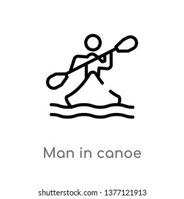 man in canoe vector line icon. Simple element illustration. man in canoe outline icon from sports concept. Can be used for web and mobile