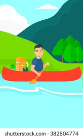 Man canoeing on the river.