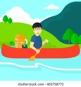 Man canoeing on the river.