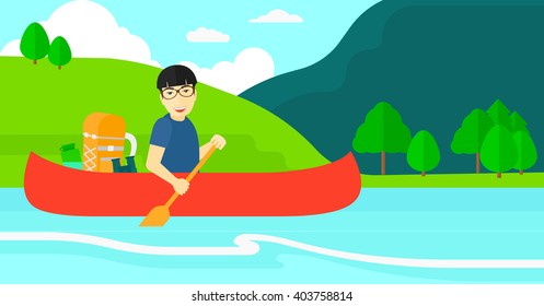 Man canoeing on the river.