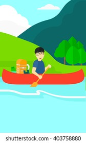 Man canoeing on the river.