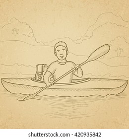 Man canoeing on the river.