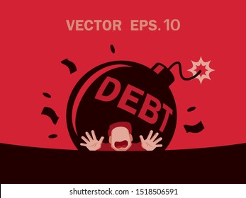 the man can't get out of debt illustration vector.