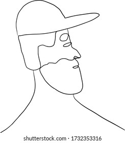 A man in a cap and a beard. Hipster. Linear drawing.Vector illustration on white background. For cards, posters, stickers  and professional design.
Ideal for catalogs of institutional materials