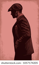 The man in the cap. Hand drawn engraving. Vector vintage illustration. 8 EPS