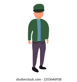 Man with cap icon. Cartoon of man with cap vector icon for web design isolated on white background