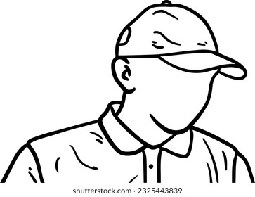 Hombre con colorido de dibujos animados lineales de caricatura de caricatura y de cocina