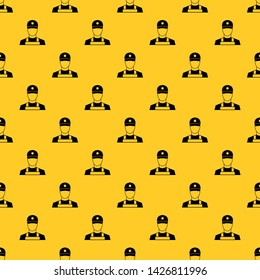 A man in a cap and uniform pattern seamless vector repeat geometric yellow for any design