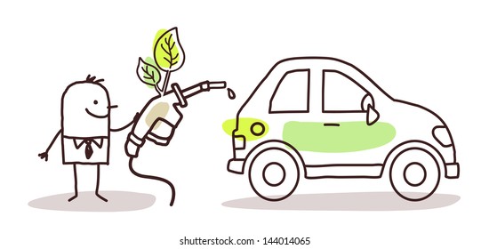 man with car and bio-fuel