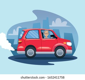 Vektorillustration-Design eines Autos-Schadstoffes