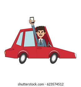 Man car and smartphone design