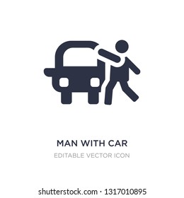 man with car and suitcase icon on white background. Simple element illustration from People concept. man with car and suitcase icon symbol design.