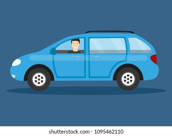 Man and car. Vector illustration in a flat style