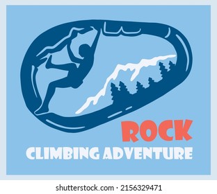 A man in a carabiner. Rock climbing. Simple vector graphics, silhouette.