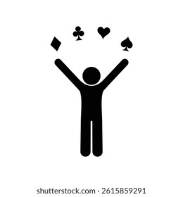 man and card symbols, hearts, diamonds, spades and crosses, icon, set of symbols, playing cards