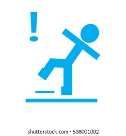 man, carefully slippery floor, icon, vector illustration EPS 10