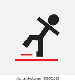 man, carefully slippery floor, icon, vector illustration EPS 10