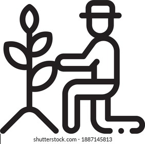 The man caring for the plant, planting, natural icon set, agricultural icon, planting a tree